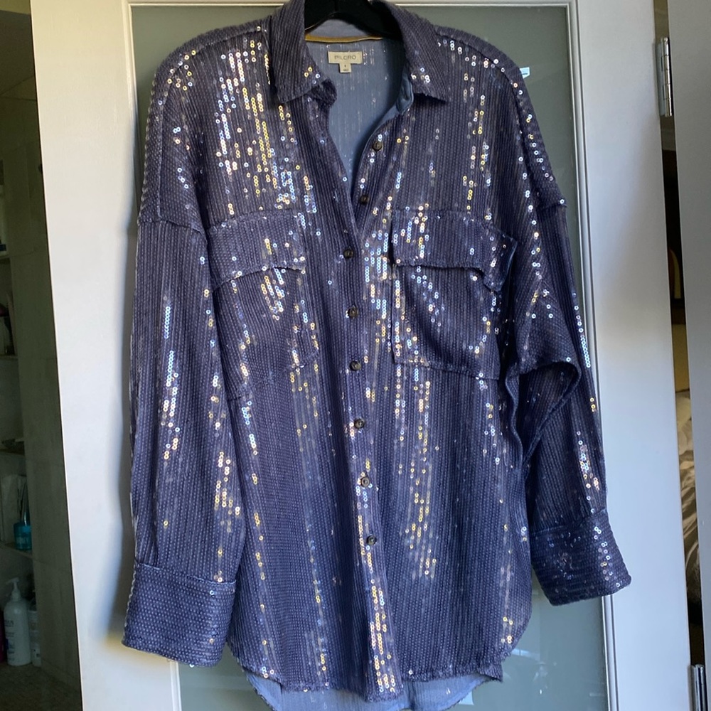 Pilcro Sequin button down shirt